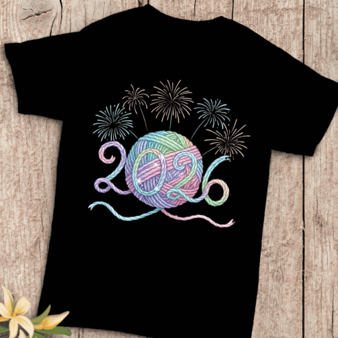 Festive 2026 Numbers Made of Thread T-Shirt Design cover image.