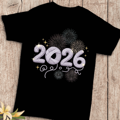 New Year 2026 in Soft Lavender Yarn T-Shirt Design cover image.