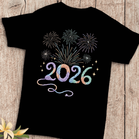 Happy New Year 2026 Rope Text T-Shirt Design cover image.