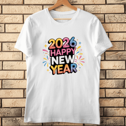 Playful 2026 New Year with Colorful Typography T-Shirt Design cover image.