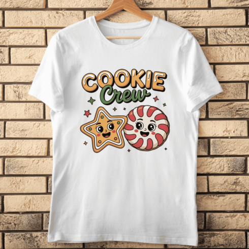 Sweet Cartoon Star and Round Cookies T-Shirt Design cover image.