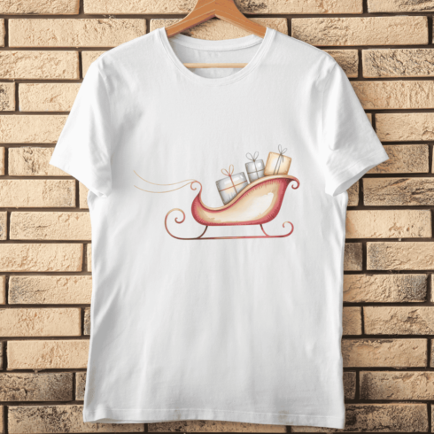 Cute Pastel Gift Sleigh T-Shirt Design cover image.