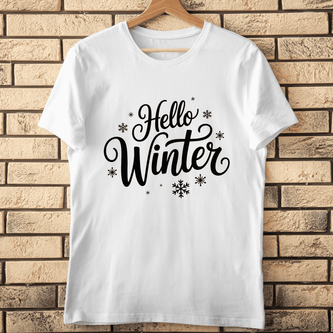 Hello Winter Script Lettering with Snowflakes T-Shirt Design ...