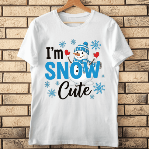I'm Snow Cute Snowman and Blue Snowflakes T-Shirt Design cover image.