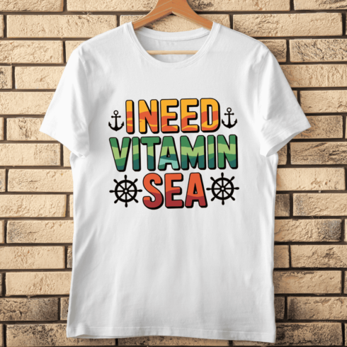 Vitamin Sea Quote Nautical and Ocean Themed T-Shirt Design cover image.