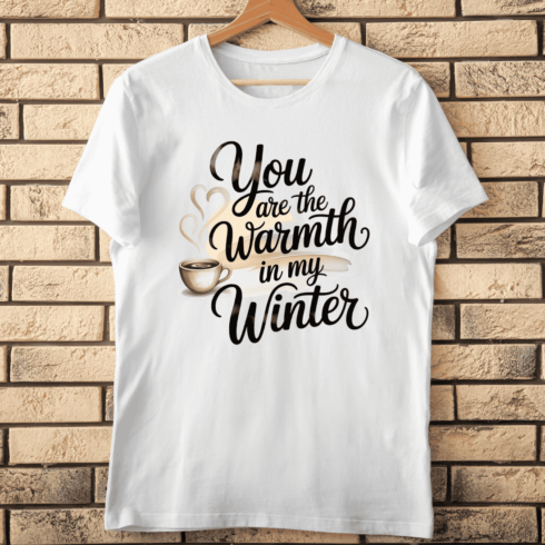 Watercolor Coffee Cup and Script Lettering T-Shirt Design cover image.