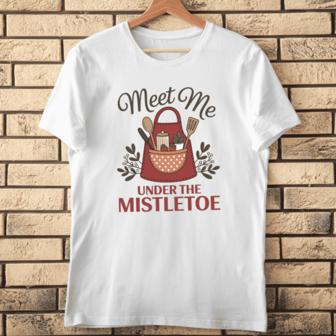 Meet Me Under the Mistletoe Kitchen T-Shirt Design cover image.