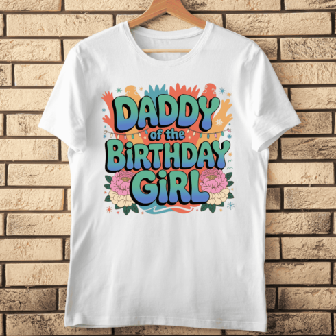 Groovy Daddy of the Birthday Girl T-Shirt Design cover image.