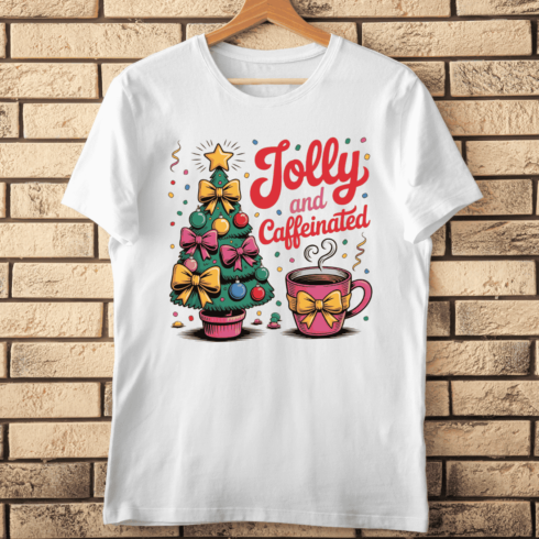 Jolly and Caffeinated Quote T-Shirt Design cover image.