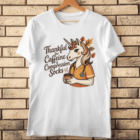 Fall Nurse Unicorn Quote T-Shirt Design cover image.