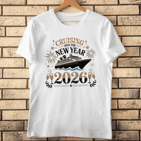 Cruising Into The New Year 2026 T-Shirt Design cover image.