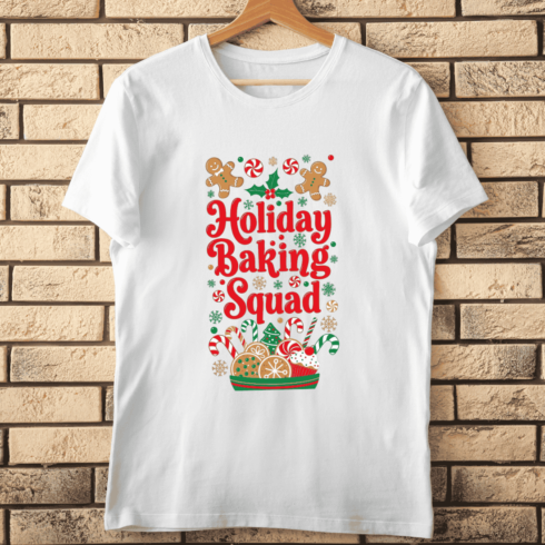 Holiday Baking Squad with Festive Kitchen Treats Bowl T-Shirt Design cover image.