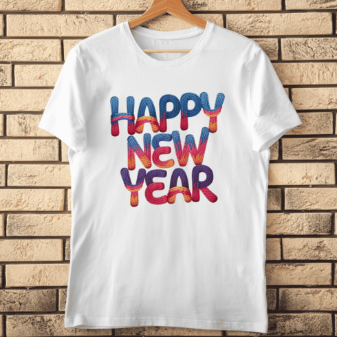 Happy New Year Thread Typography T-Shirt Design cover image.