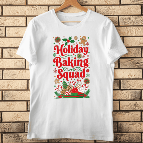 Holiday Baking Squad Funny Slogan T-Shirt Design cover image.