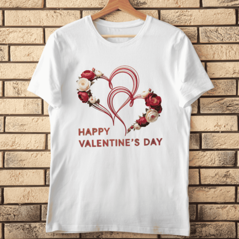 Decorative Heart Wreath and Script Font Love Element T-Shirt Design cover image.