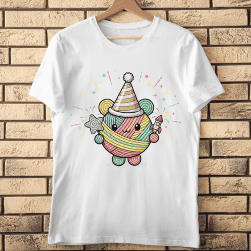 Multicolored Thread Ball Celebrating Holiday T-Shirt Design cover image.