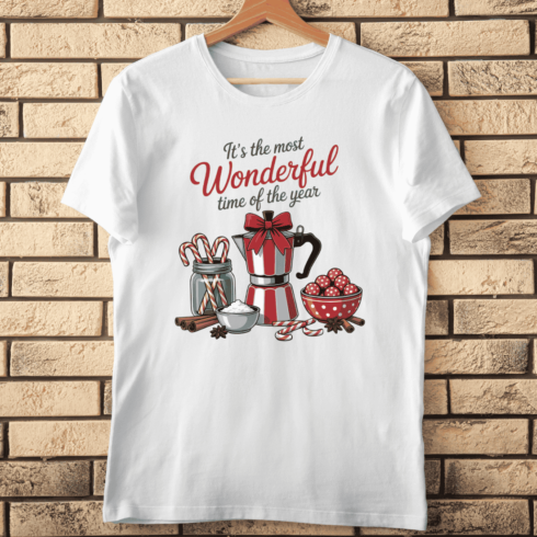 Festive Winter Treats Text T-Shirt Design cover image.