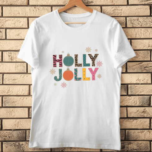 Groovy Holly Jolly Christmas Lettering with Trendy Animal Prints T-Shirt Design cover image.