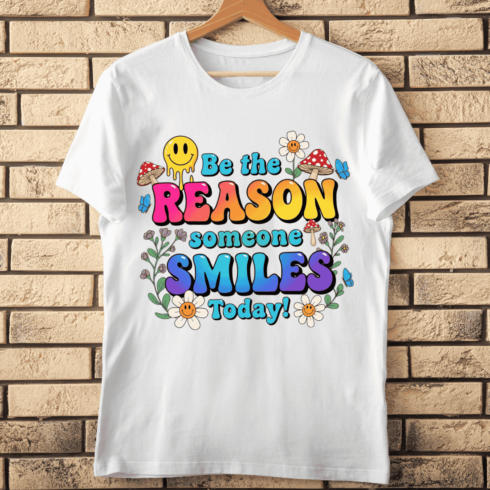 Funky Groovy Text and Floral Retro T-Shirt Design cover image.
