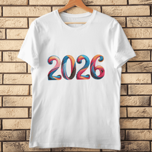 2026 Embroidered Year Number T-Shirt Design cover image.