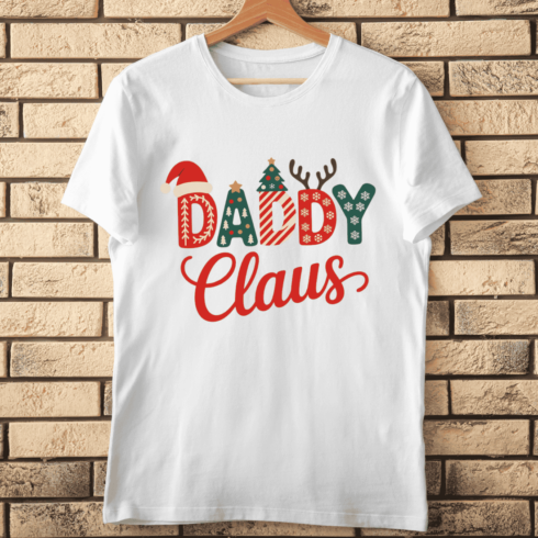 Daddy Claus with Festive Text T-Shirt Design cover image.