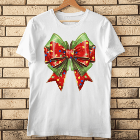 Vibrant Holiday Celebration Ribbon Bow T-Shirt Design cover image.