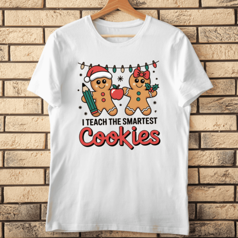 Festive I Teach The Smartest Cookies T-Shirt Design cover image.