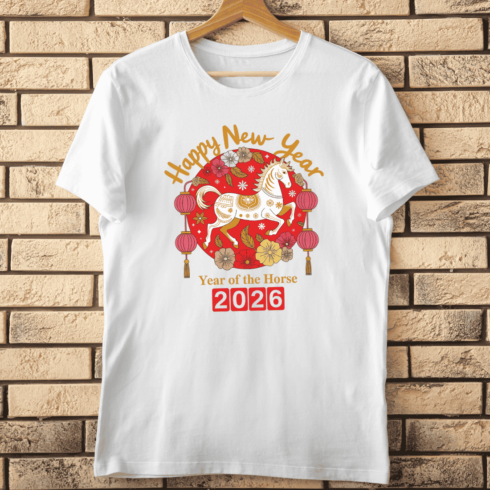 Lunar New Year 2026 Celebration Traditional Horse T-Shirt Design cover image.