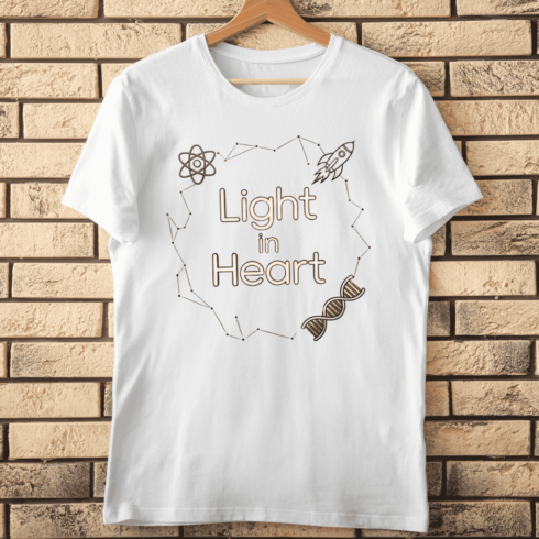 Light in Heart - Science, Education & Inspiration T-Shirt Design cover image.