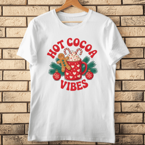 Hot Cocoa Vibes Typography T-Shirt Design cover image.