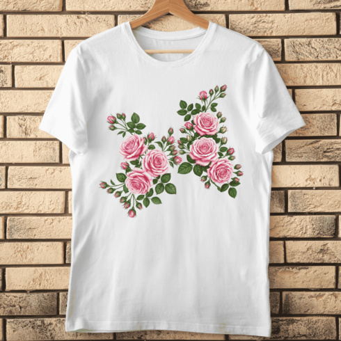 Romantic Pink Rose Bouquet T-Shirt Design cover image.