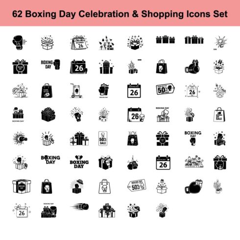 62 Boxing Day Celebration & Shopping Icons cover image.