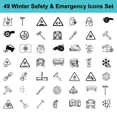 49 Winter Safety & Emergency Icons Set cover image.