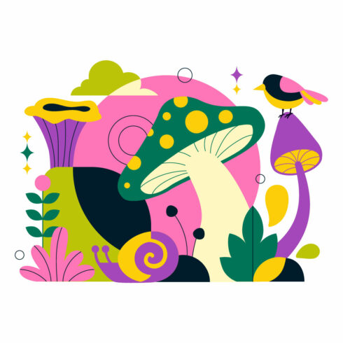10 Mushrooms Vector Illustration cover image.