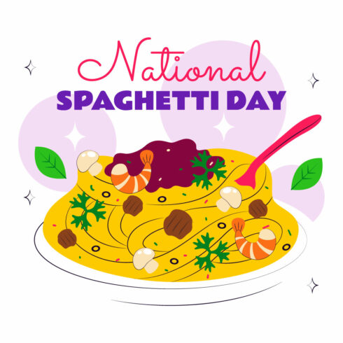 11 National Spaghetti Day Illustration cover image.