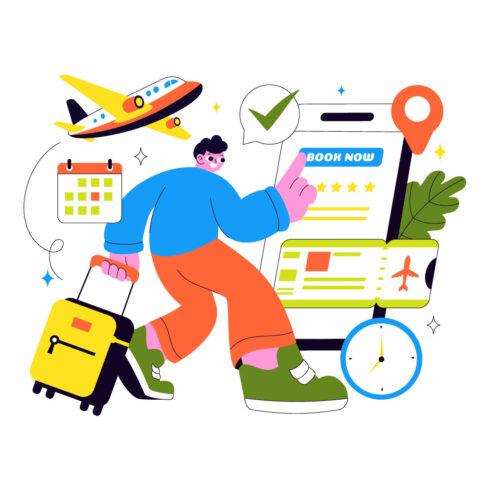 10 Online Ticket Travel Illustration cover image.