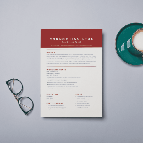 Resume for Passionate Real Estate Agent with Client-Focused Approach cover image.