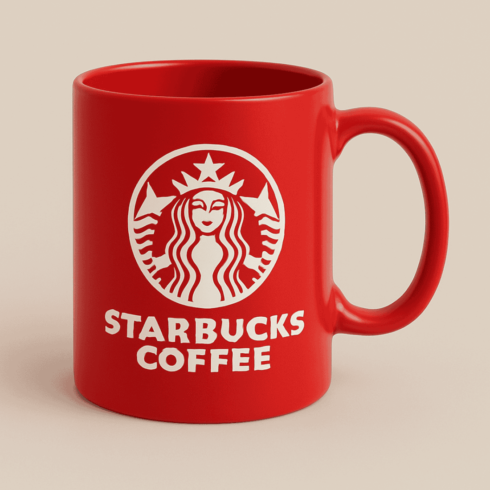 Starbucks Coffee Branded Mug Mockup cover image.