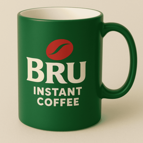 Bru Instant Coffee Branded Mug Mockup cover image.
