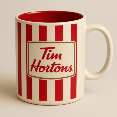Red & Cream, Black and Vanilla Harmony – Tim Hortons Coffee Mug cover image.