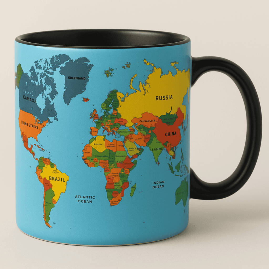 Teamap Mug Elegant High-Resolution World Map Mug Template for Branding - MasterBundles