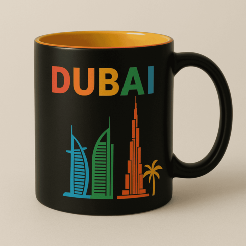 Dubai Multicolor Mug Mockup Design Showcase cover image.
