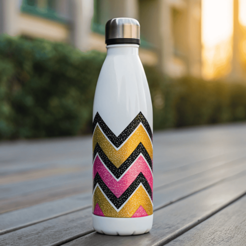 Multitone color wavy Hydration Bottle Mockup cover image.