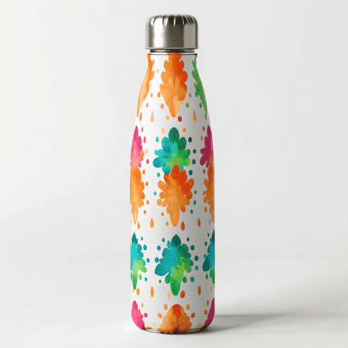 "Multicolor Watercolor Paint Style Water Bottle Duo Mockup" cover image.
