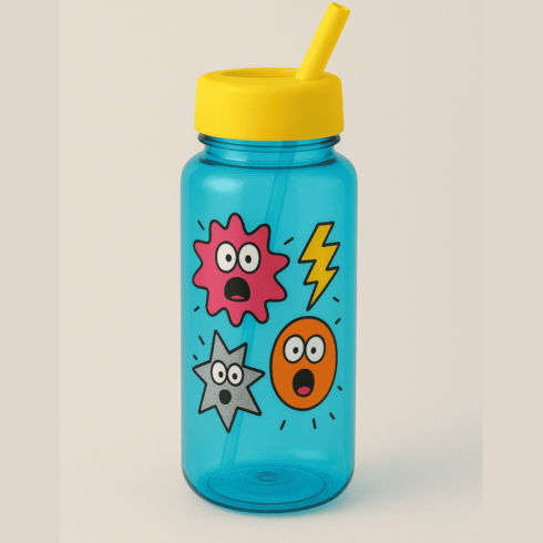 “Vibrant Duo: Transparent Kids’ Travel Bottles Mockup” cover image.