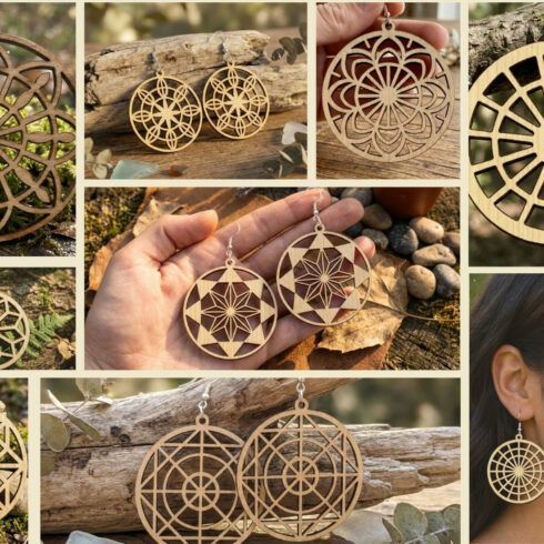 Round Geometric Earring SVG Bundle - 11 Mandala Designsv cover image.