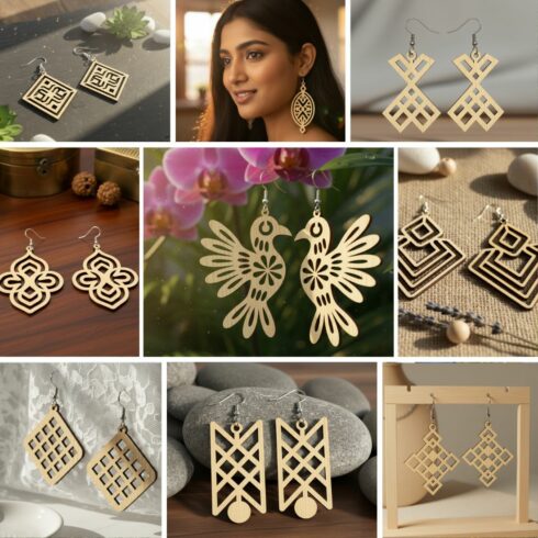 Laser Cut Wooden Earrings SVG Bundle - 17 Unique Designs cover image.