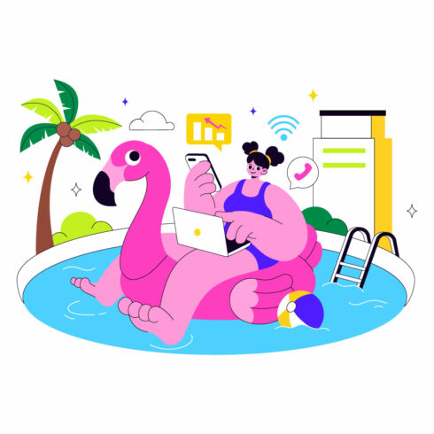 10 Work from Swimming Pool Illustration cover image.
