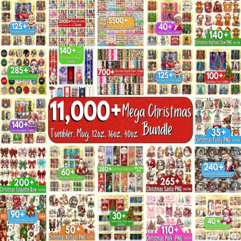 11,000+ Mega Christmas Sublimation Bundle, Christmas Ornaments, Christmas Png Bundle, Christmas Tumbler Bundle, Christmas Mug, Christmas Svg cover image.