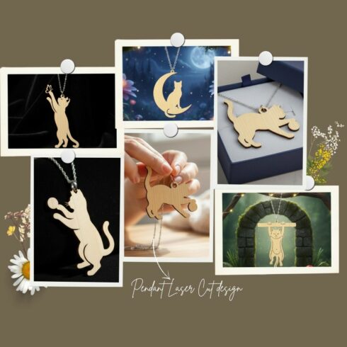 Playful Cat Pendant SVG Bundle - 11 Laser Cut Designs cover image.